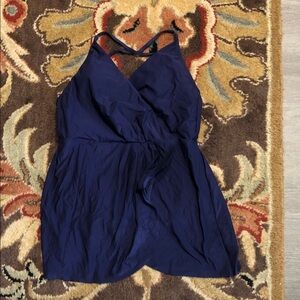 Anne Cole Navy Blue Wrap-Front Swim Cover-Up